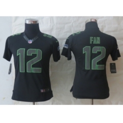 Nike Women Seattle Seahawks #12 Fan Black Jerseys(Impact Limited)