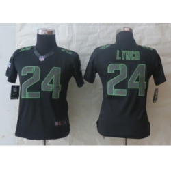 Nike Women Seattle Seahawks #24 Lynch Black Jerseys(Impact Limited)