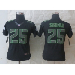 Nike Women Seattle Seahawks #25 Sherman Black Jerseys(Impact Limited)