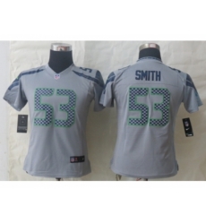 Nike Women Seattle Seahawks #53 Smith Grey Jerseys
