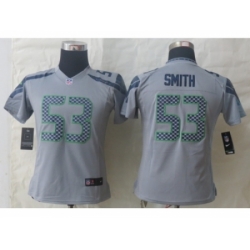 Nike Women Seattle Seahawks #53 Smith Grey Jerseys