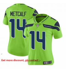 Seahawks 14 D K  Metcalf Green Women Stitched Football Limited Rush Jersey