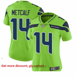 Seahawks 14 D K  Metcalf Green Women Stitched Football Limited Rush Jersey