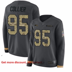 Seahawks 95 L J  Collier Anthracite Salute to Service Women Stitched Football Limited Therma Long Sleeve Jersey