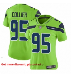 Seahawks 95 L J  Collier Green Women Stitched Football Limited Rush Jersey