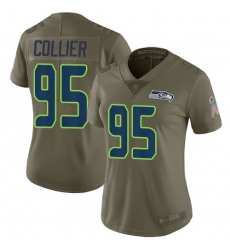Seahawks 95 L J  Collier Olive Women Stitched Football Limited 2017 Salute to Service Jersey