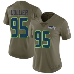 Seahawks 95 L J  Collier Olive Women Stitched Football Limited 2017 Salute to Service Jersey