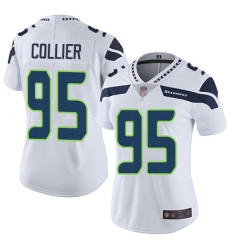 Seahawks 95 L J  Collier White Women Stitched Football Vapor Untouchable Limited Jersey
