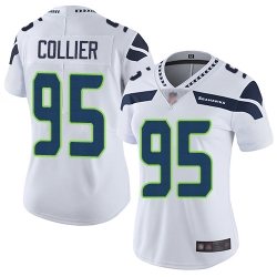 Seahawks 95 L J  Collier White Women Stitched Football Vapor Untouchable Limited Jersey