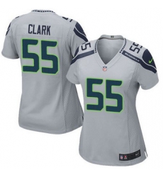 Women NEW Seattle Seahawks #55 Frank Clark Grey Alternate Stitched NFL Elite Jersey