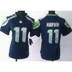 Women Nike Seattle Seahawks 11 Percy Harvin Blue NFL Jerseys