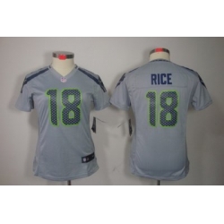 Women Nike Seattle Seahawks 18# Sidney Rice Grey Color NFL LIMITED Jerseys