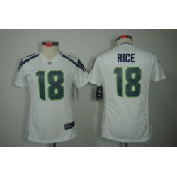 Women Nike Seattle Seahawks 18# Sidney Rice White Color NFL LIMITED Jerseys
