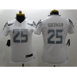 Women Nike Seattle Seahawks #25 sherman Platinum White Jerseys