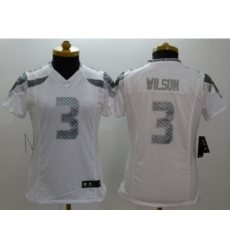 Women Nike Seattle Seahawks #3 Russell Wilson Platinum White Jerseys