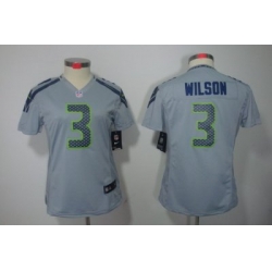 Women Nike Seattle Seahawks #3 Wilson Grey Color NFL LIMITED Jerseys