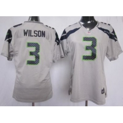 Women Nike Seattle Seahawks #3 Wilson Grey NFL Jerseys