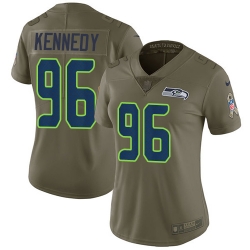 Womens Nike Seahawks #96 Cortez Kennedy Olive  Stitched NFL Limited 2017 Salute to Service Jersey