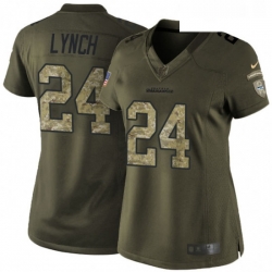 Womens Nike Seattle Seahawks 24 Marshawn Lynch Elite Green Salute to Service NFL Jersey