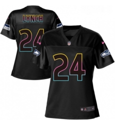 Womens Nike Seattle Seahawks 24 Marshawn Lynch Game Black Team Color NFL Jersey