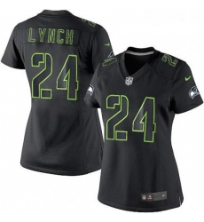 Womens Nike Seattle Seahawks 24 Marshawn Lynch Limited Black Impact NFL Jersey