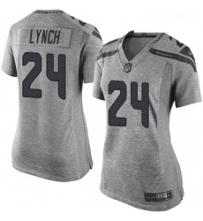 Womens Nike Seattle Seahawks 24 Marshawn Lynch Limited Gray Gridiron NFL Jersey