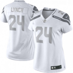 Womens Nike Seattle Seahawks 24 Marshawn Lynch Limited White Platinum NFL Jersey