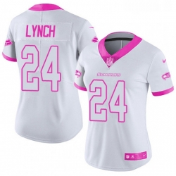 Womens Nike Seattle Seahawks 24 Marshawn Lynch Limited WhitePink Rush Fashion NFL Jersey