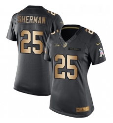 Womens Nike Seattle Seahawks 25 Richard Sherman Limited BlackGold Salute to Service NFL Jersey