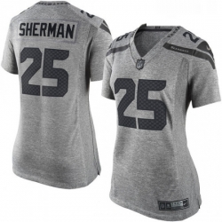 Womens Nike Seattle Seahawks 25 Richard Sherman Limited Gray Gridiron NFL Jersey