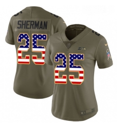Womens Nike Seattle Seahawks 25 Richard Sherman Limited OliveUSA Flag 2017 Salute to Service NFL Jersey