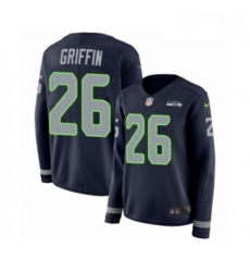 Womens Nike Seattle Seahawks 26 Shaquill Griffin Limited Navy Blue Therma Long Sleeve NFL Jersey
