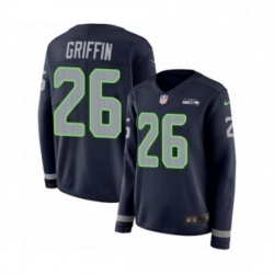 Womens Nike Seattle Seahawks 26 Shaquill Griffin Limited Navy Blue Therma Long Sleeve NFL Jersey