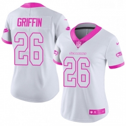 Womens Nike Seattle Seahawks 26 Shaquill Griffin Limited WhitePink Rush Fashion NFL Jersey