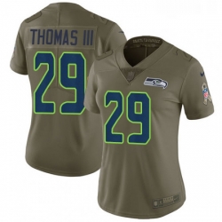 Womens Nike Seattle Seahawks 29 Earl Thomas III Limited Olive 2017 Salute to Service NFL Jersey