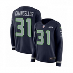 Womens Nike Seattle Seahawks 31 Kam Chancellor Limited Navy Blue Therma Long Sleeve NFL Jersey