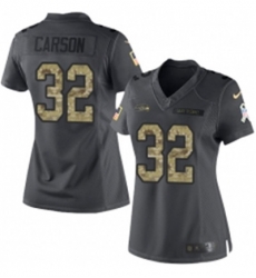 Womens Nike Seattle Seahawks 32 Chris Carson Limited Black 2016 Salute to Service NFL Jersey