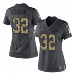 Womens Nike Seattle Seahawks 32 Chris Carson Limited Black 2016 Salute to Service NFL Jersey