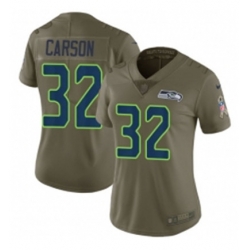 Womens Nike Seattle Seahawks 32 Chris Carson Limited Olive 2017 Salute to Service NFL Jersey
