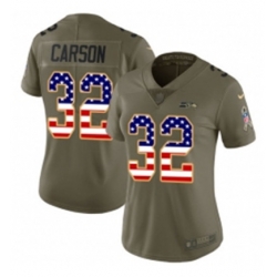 Womens Nike Seattle Seahawks 32 Chris Carson Limited OliveUSA Flag 2017 Salute to Service NFL Jersey