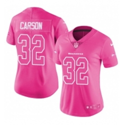 Womens Nike Seattle Seahawks 32 Chris Carson Limited Pink Rush Fashion NFL Jersey