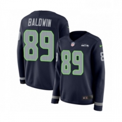 Womens Nike Seattle Seahawks 89 Doug Baldwin Limited Navy Blue Therma Long Sleeve NFL Jersey
