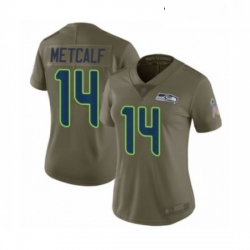 Womens Seattle Seahawks 14 DK Metcalf Limited Olive 2017 Salute to Service Football Jersey