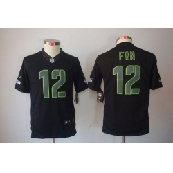 Nike Seahawks #12 Fan Black Impact Youth Stitched NFL Limited Jersey