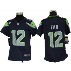 Nike Seahawks #12 Fan Steel Blue Team Color Youth Stitched NFL Elite Jersey