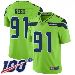 Seahawks #91 Jarran Reed Green Youth Stitched Football Limited Rush 100th Season Jersey