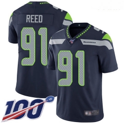 Seahawks #91 Jarran Reed Steel Blue Team Color Youth Stitched Football 100th Season Vapor Limited Jersey