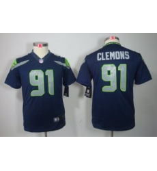 Youth Nike Nike Seattle Seahawks 91# Chris Clemons Blue Color[Youth Limited Jerseys]