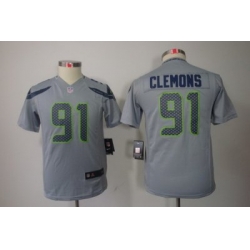 Youth Nike Nike Seattle Seahawks 91# Chris Clemons Grey Color[Youth Limited Jerseys]