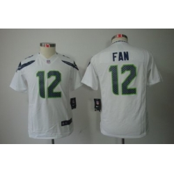 Youth Nike Seattle Seahawks 12# Fan White Color[Youth Limited Jerseys]